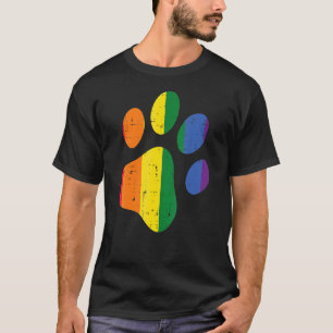 T-shirt Empreinte de patte Chien Lgbtq Arc-en-ciel Gay pri