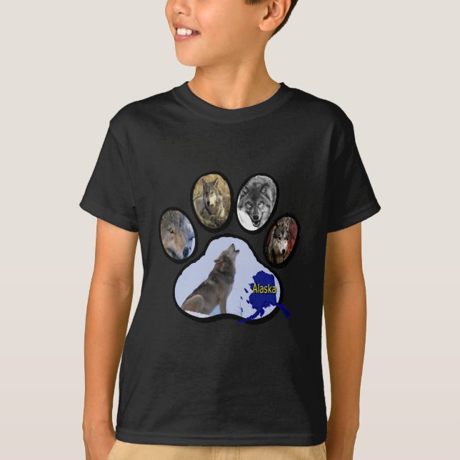 T-shirt Empreinte de patte d'Alaska de loup (Devant)