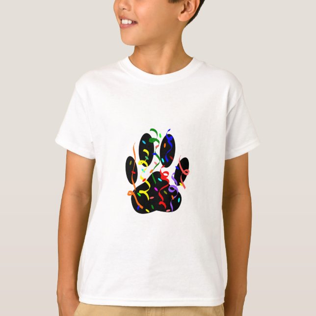 T-shirt Empreinte de patte De Chien Avec Confetti Et Strea (Devant)