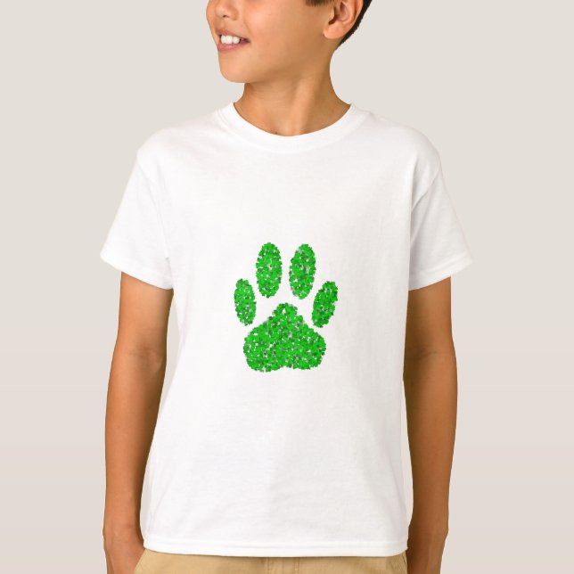 T-shirt Empreinte de patte de chien de feuillage vert (Devant)