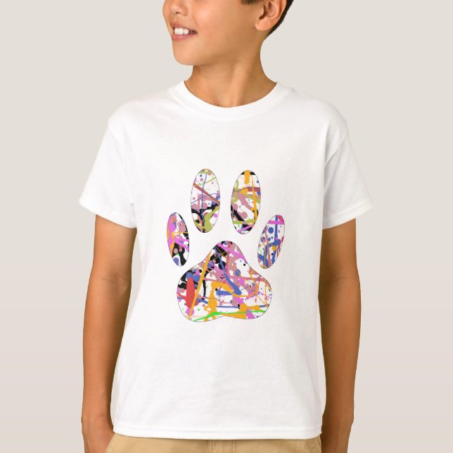 T-shirt Empreinte de patte de chien de peinture (Devant)