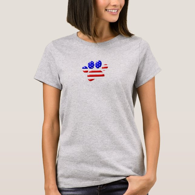 T-shirt Empreinte de patte de chien Drapeau américain (Devant)