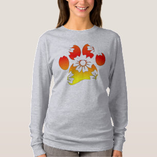 T-shirt Empreinte de patte de chien floral