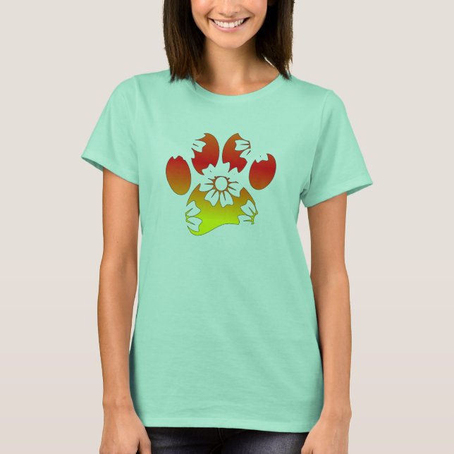 T-shirt Empreinte de patte de chien floral (Devant)