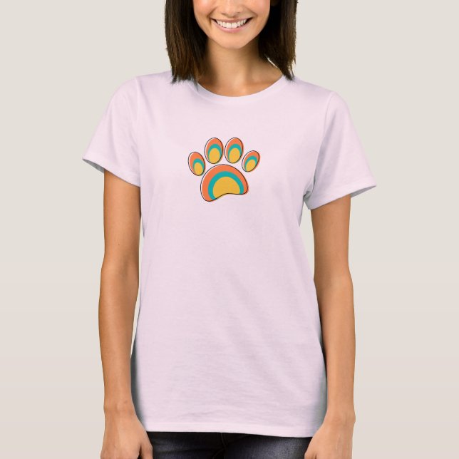 T-shirt Empreinte de patte de chien moderne du milieu du s (Devant)
