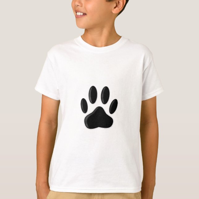 T-shirt Empreinte de patte de chien noir avec effet de pap (Devant)