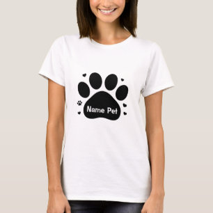 T-shirt Empreinte de patte de chien personnalisé Nom de l'