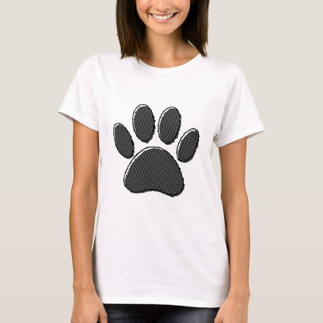 T-shirt Empreinte de patte de chiot rayé noir et blanc (Devant)
