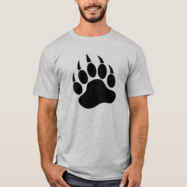 T-shirt Empreinte de patte d'ours noir devant et derrière (Devant)