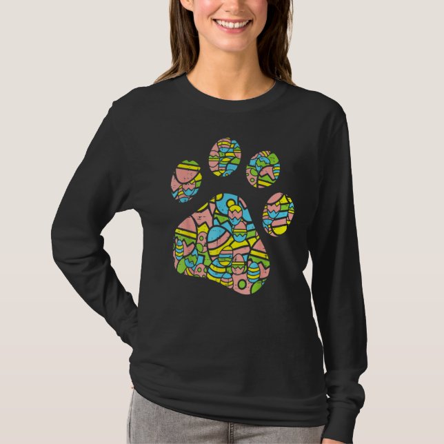 T-shirt Empreinte de patte OEufs de Pâques mignonette anim (Devant)