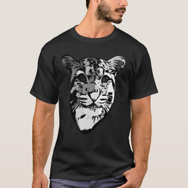 T-shirt Empreinte de tête de prédateur léopard gris avec s (Devant)