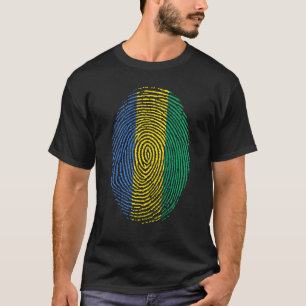 T-shirt Empreinte digitale ADN du drapeau du Gabon Hommes