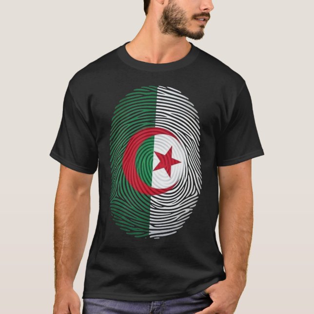 T-Shirt Empreinte Digitale Drapeau Algérie - Fiert (Devant)
