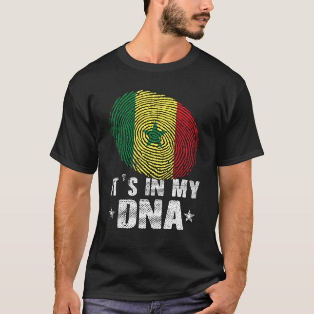 T-shirt Empreinte digitale Sénégal Drapeau dans mon ADN (Devant)
