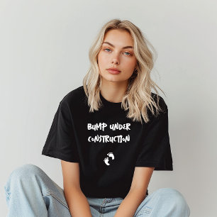 T-shirt Empreinte humoristique de grossesse noir blanc