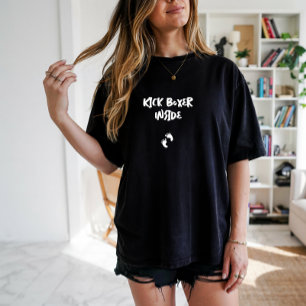 T-shirt Empreinte humoristique de grossesse noir blanc