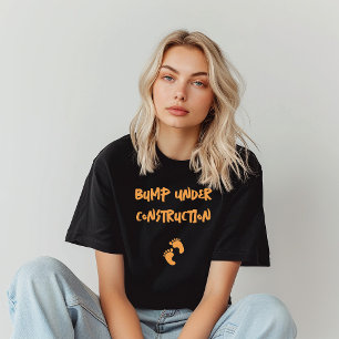 T-shirt Empreinte humoristique de grossesse noir orange