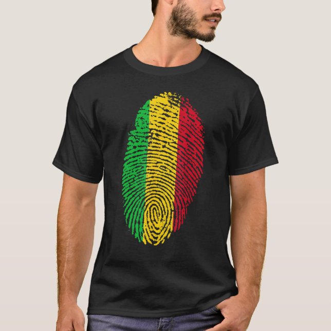 T-shirt Empreinte numérique Mali Drapeau Afrique de l'Oues (Devant)