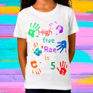 T-Shirt Empreintes à main de peinture Anniversaire avec no