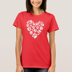 T-shirt Empreintes de Patte de Chien Cœur