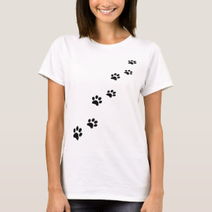 T-shirt Empreintes de pattes de chat noir sur blanc
