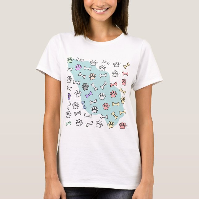 T-shirt Empreintes de pattes De Chien Et Motif D'Art Des O (Devant)