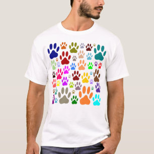 T-shirt Empreintes de pattes de chiens colorés partout