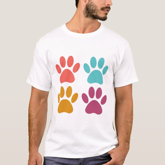 T-shirt Empreintes de pattes de chiens cool (Devant)