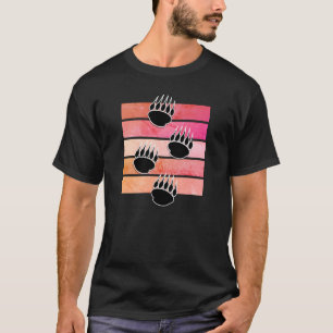 T-shirt Empreintes de pattes de l'ours noir Retro Design