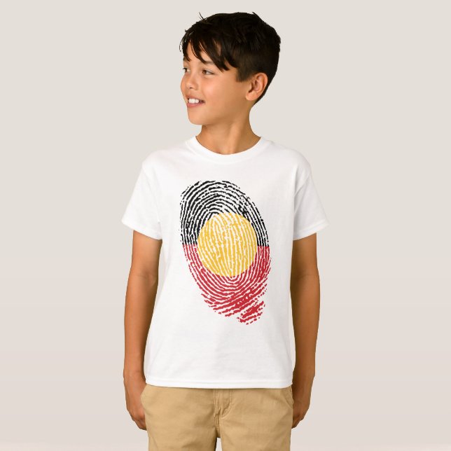 T-shirt empreintes digitales de l'Australie aborigène (Devant entier)
