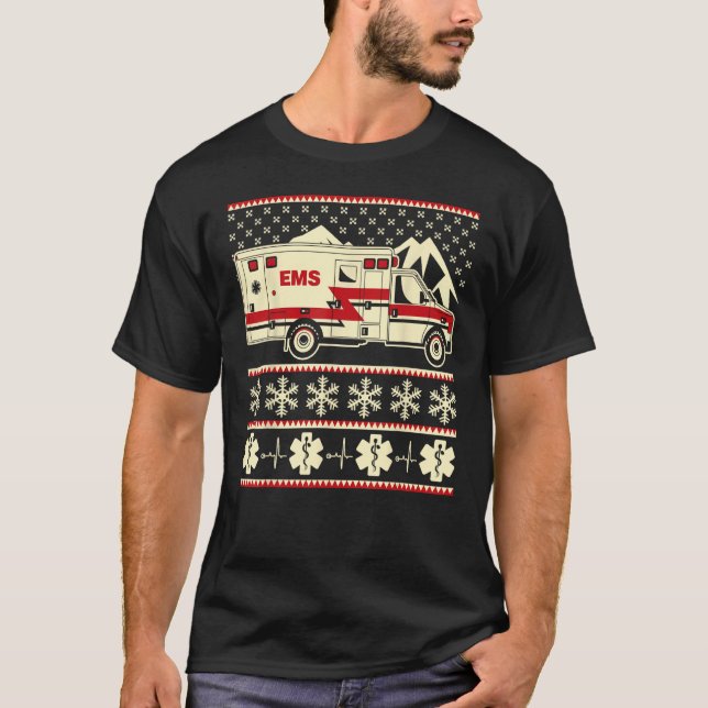 T-shirt EMT Funny répugnant pull de Noël avec ambulance et (Devant)