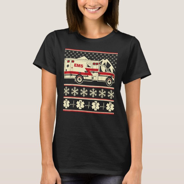 T-shirt EMT Funny répugnant pull de Noël avec ambulance et (Devant)