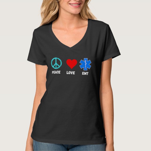T-shirt EMT Peace Love Sani Paramedic Emergency Paramedic (Devant)