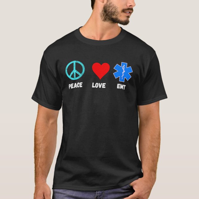 T-shirt EMT Peace Love Sani Paramedic Emergency Paramedic (Devant)