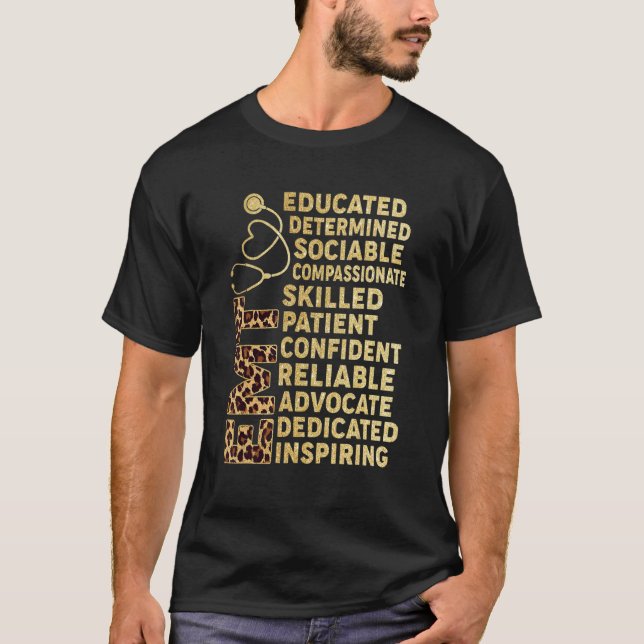 T-shirt Emt Stethoscope Éduqué Nurs Inspirants Déterminés (Devant)