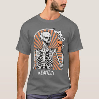 T-shirt EMT Urgence Médicaleech Vie Café Squelette Amusant