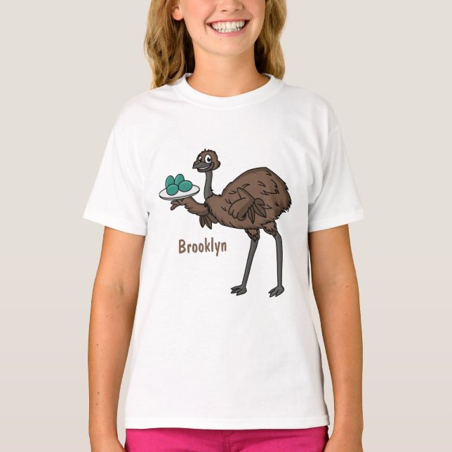 T-shirt Emu avec dessin animé d'oeufs (Devant)