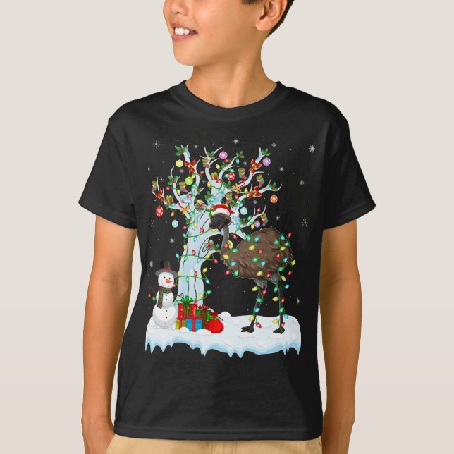 T-shirt Emu Bird Xmas Élément Arbre Éclairage Emu Noël (Devant)