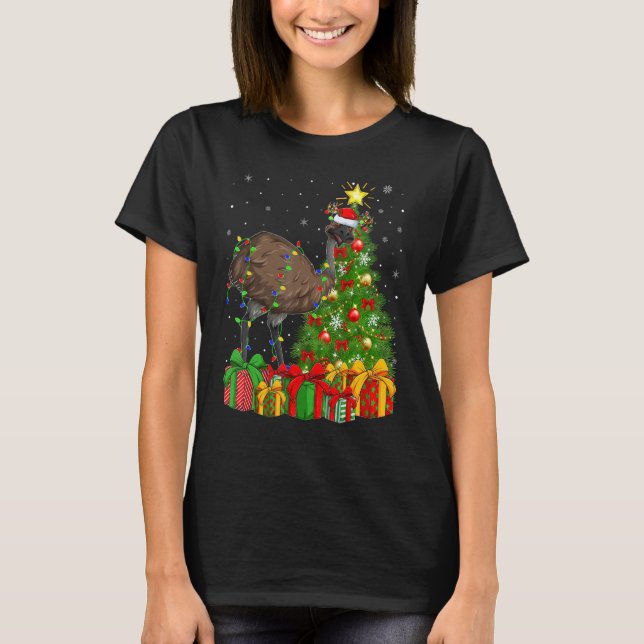 T-shirt Emu Bird   Xmas Holiday Santa Emu Christmas Tree (Devant)
