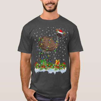 T-shirt Emu Oiseau Auteur Correspondant Père Noël Éclairag