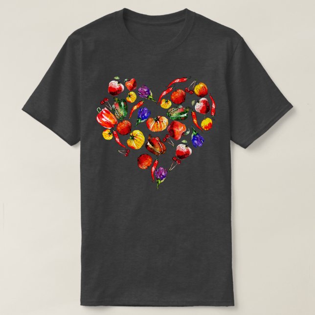 T-shirt En amour avec les légumes Vegan Valentines Jour Ca (Design devant)