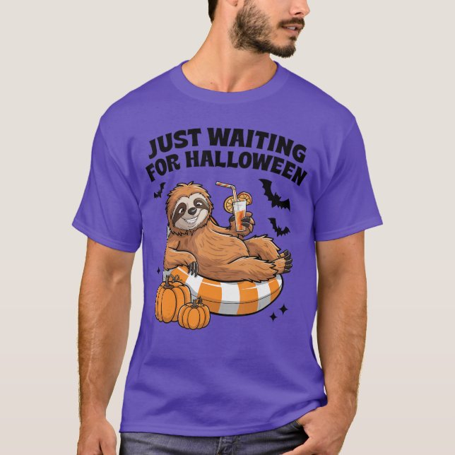 T-shirt En attendant Halloween Mignon Paresseux Chauve Hal (Devant)