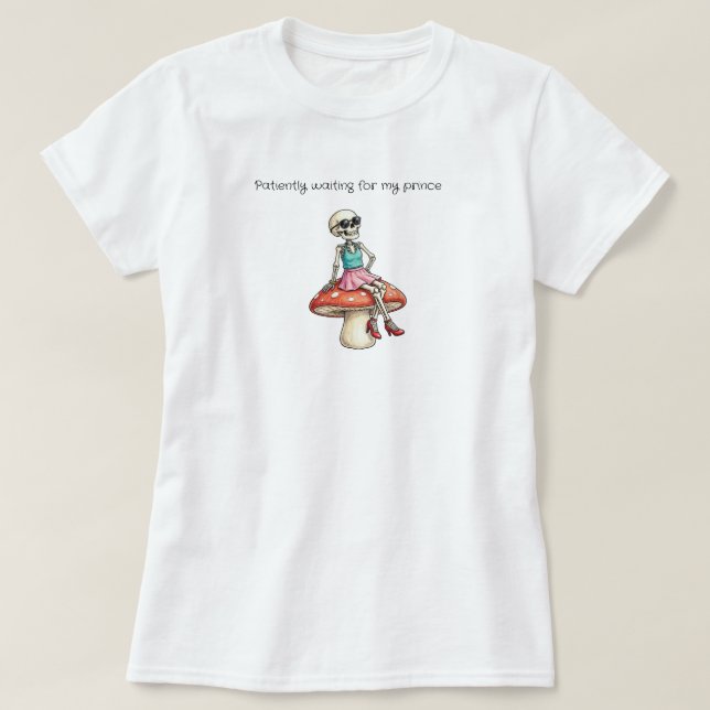 T-shirt En attendant mon Prince Squelette (Design devant)