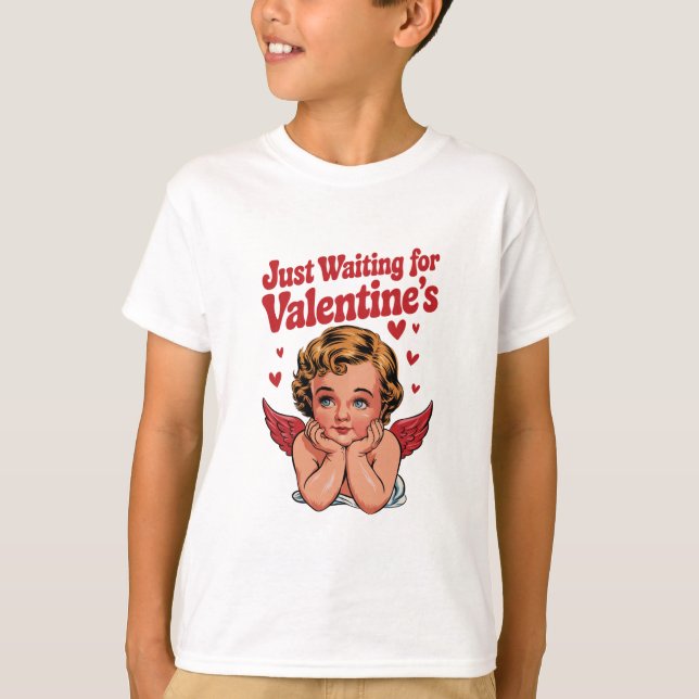 T-shirt En attendant simplement la Saint-Valentin Bébé Cup (Devant)