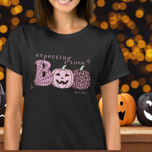 T-shirt En attendant un petit lutin rose Halloween grosses