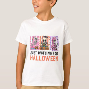 T-shirt En attente de squelette d'Halloween été Éffrayant