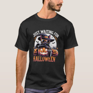 T-shirt En attente d'Halloween Chat noir mignon avec sperm
