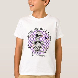 T-shirt En Attente D'Halloween Comme Drôle Squelette Éffra