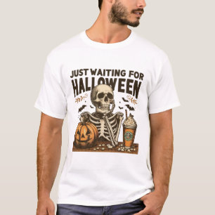 T-shirt En Attente D'Halloween Drôle Squelette