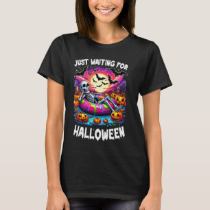 T-shirt En Attente D'Halloween Jack-o'-lantern Skeleton
